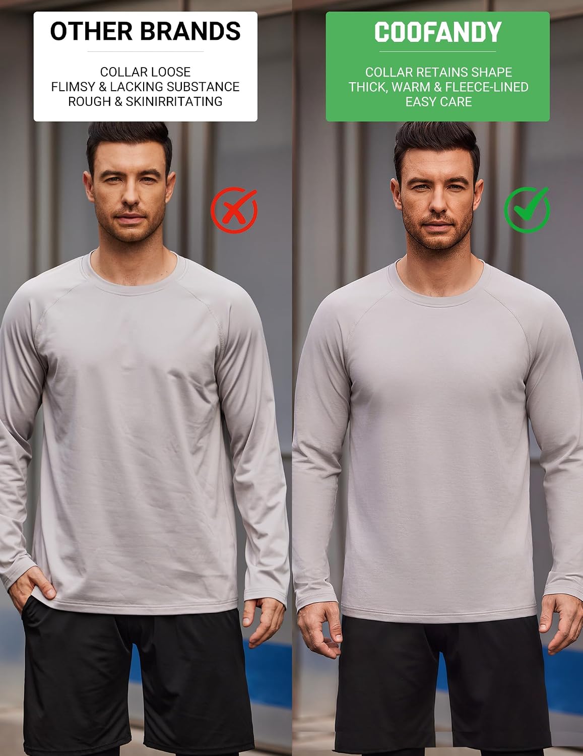 COOFANDY Men's Thermal Shirt Regular Fit Fleece Lined Athletic Base Layer