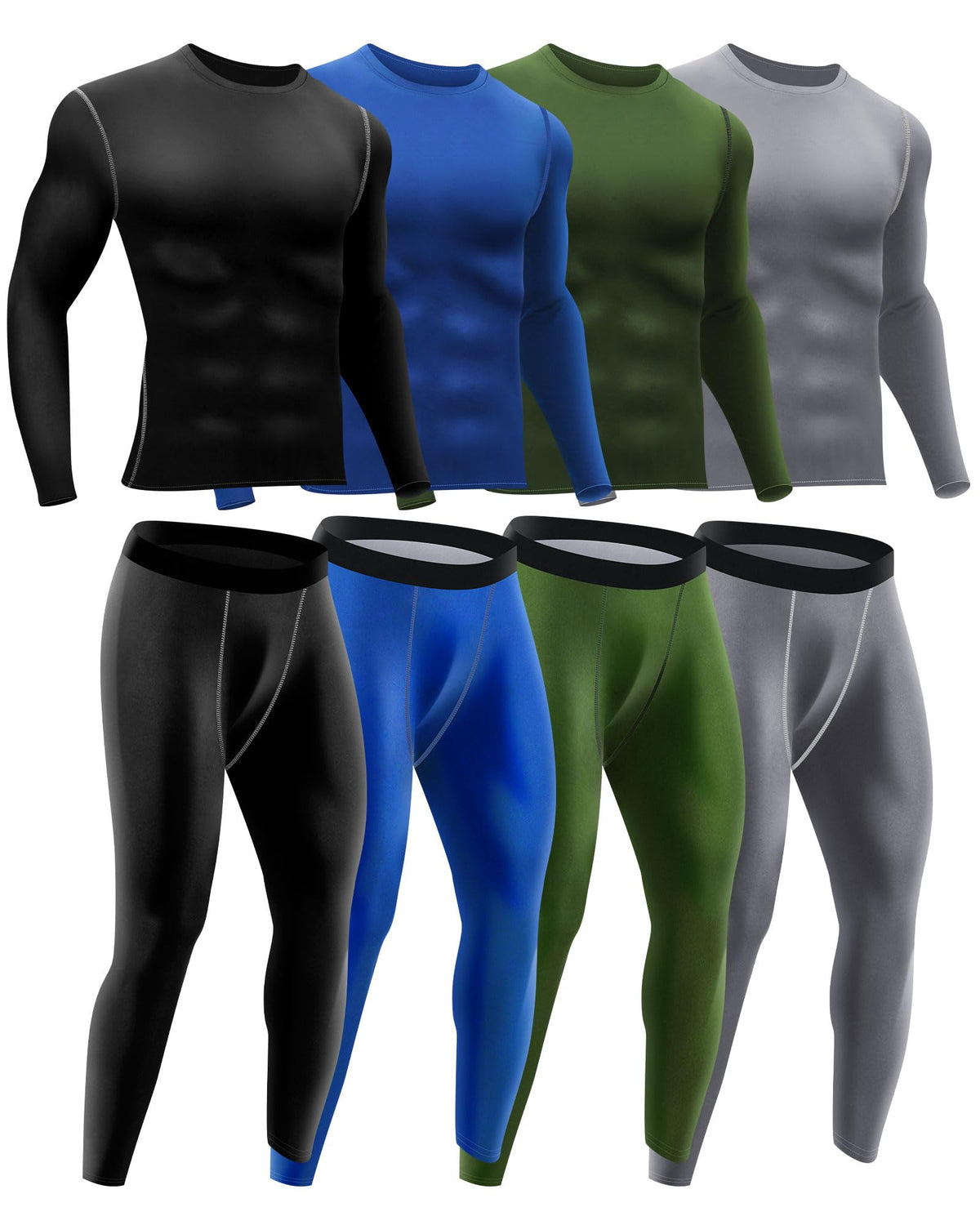 Hicarer 4/6 Set Mens Thermal Underwear Winter Base Layer