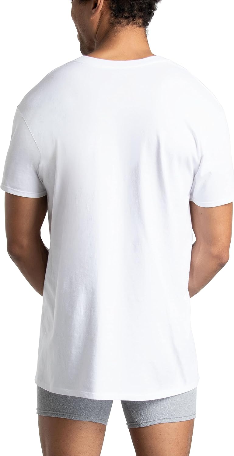 Fruit of The Loom Men's V-Neck Undershirts, Moisture Wicking & Tag Free, Also Available in Tall Sizes