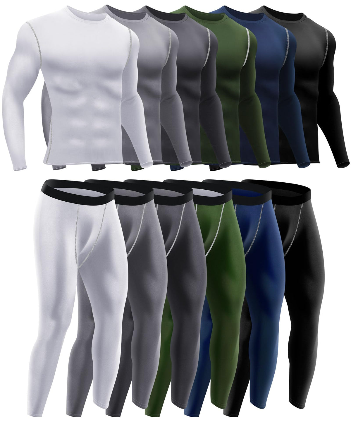 Hicarer 4/6 Set Mens Thermal Underwear Winter Base Layer