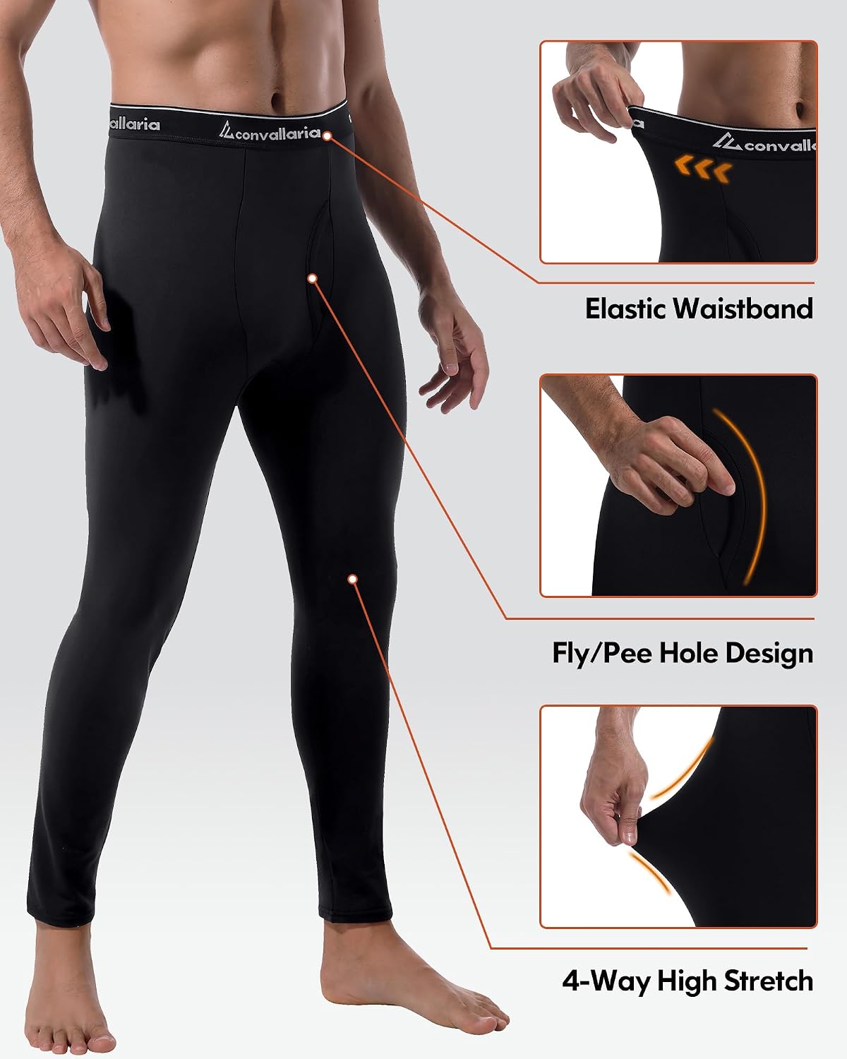 4 or 2 Pack Men's Thermal Pants Fleece Lined Long Johns Bottom Base Layer