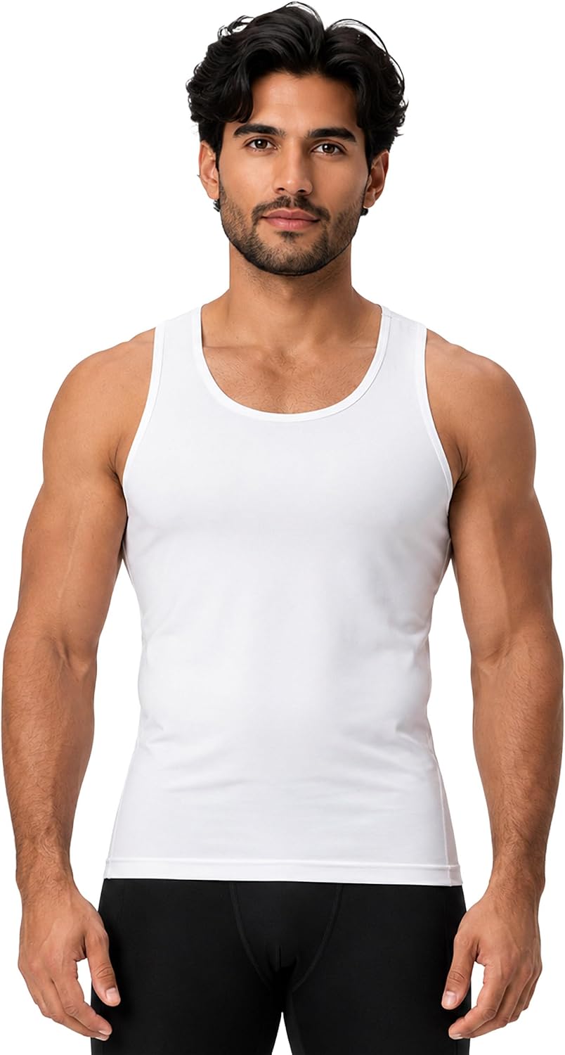 DEVOPS 3 Pack Men's Muscle Dry Fit Compression Tank Top Sleeveless Shirt