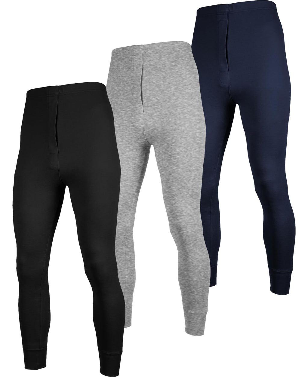 Andrew Scott Men's 3 Pack Premium Cotton Base Layer Long Thermal Underwear Pants