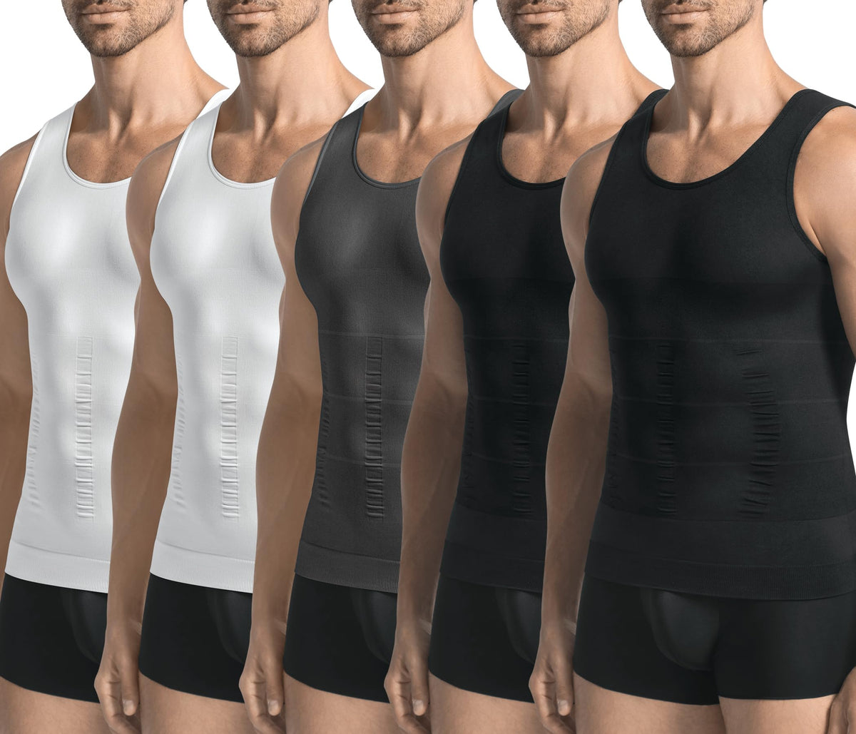 3 Pack Compression Shirt Men Body Shaper Vest Workout Tank Top