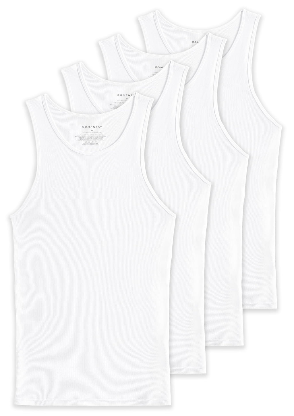 Comfneat Men's 4-Pack Big & Tall Ribbed Tank Tops 100% Cotton Undershirts