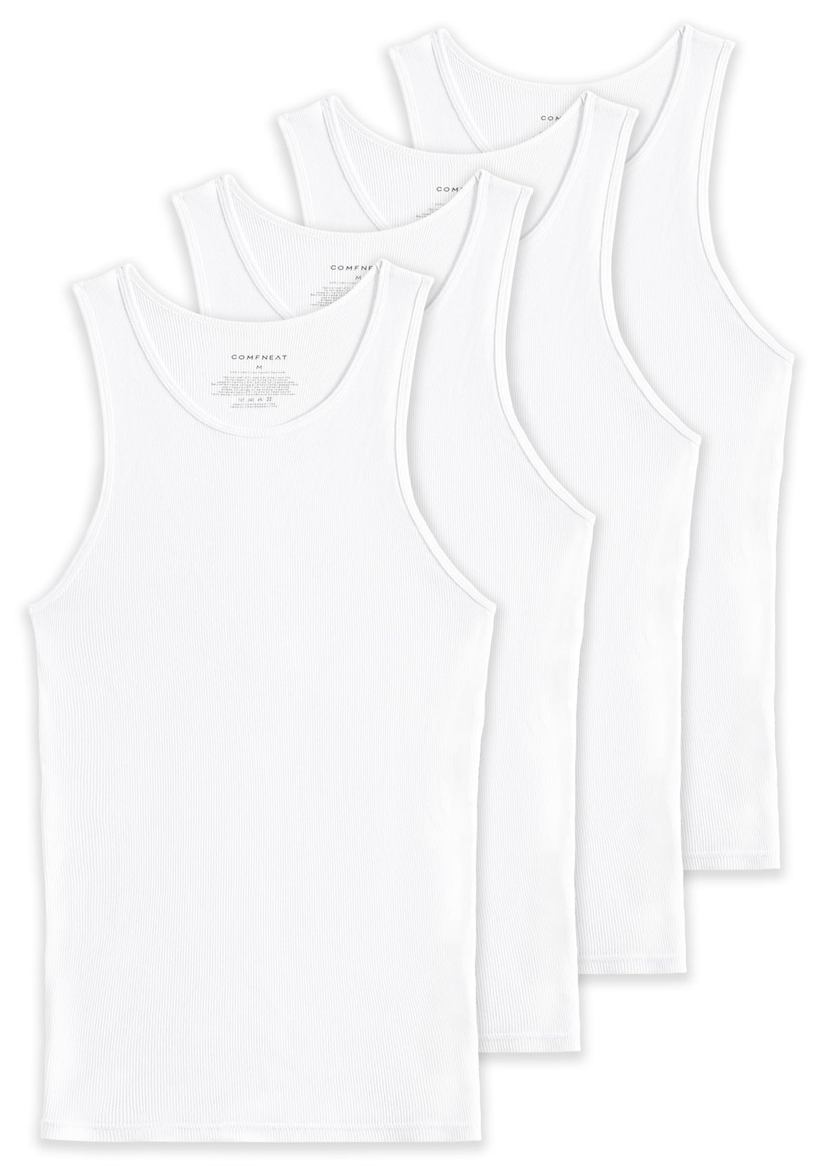 Comfneat Men's 4-Pack Big & Tall Ribbed Tank Tops 100% Cotton Undershirts