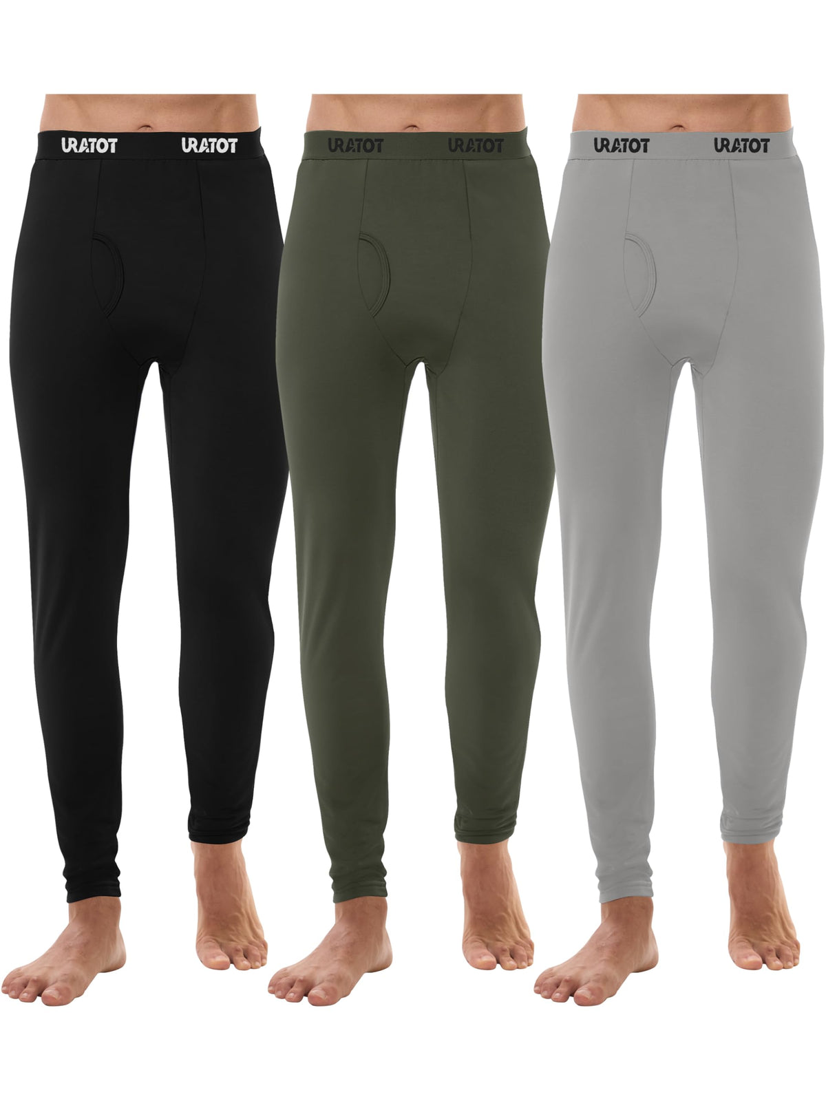 URATOT Men's Thermal Underwear Bottom Fleece Long Johns for Men Soft Warm Base Layer Thermal Pants for Cold Weather