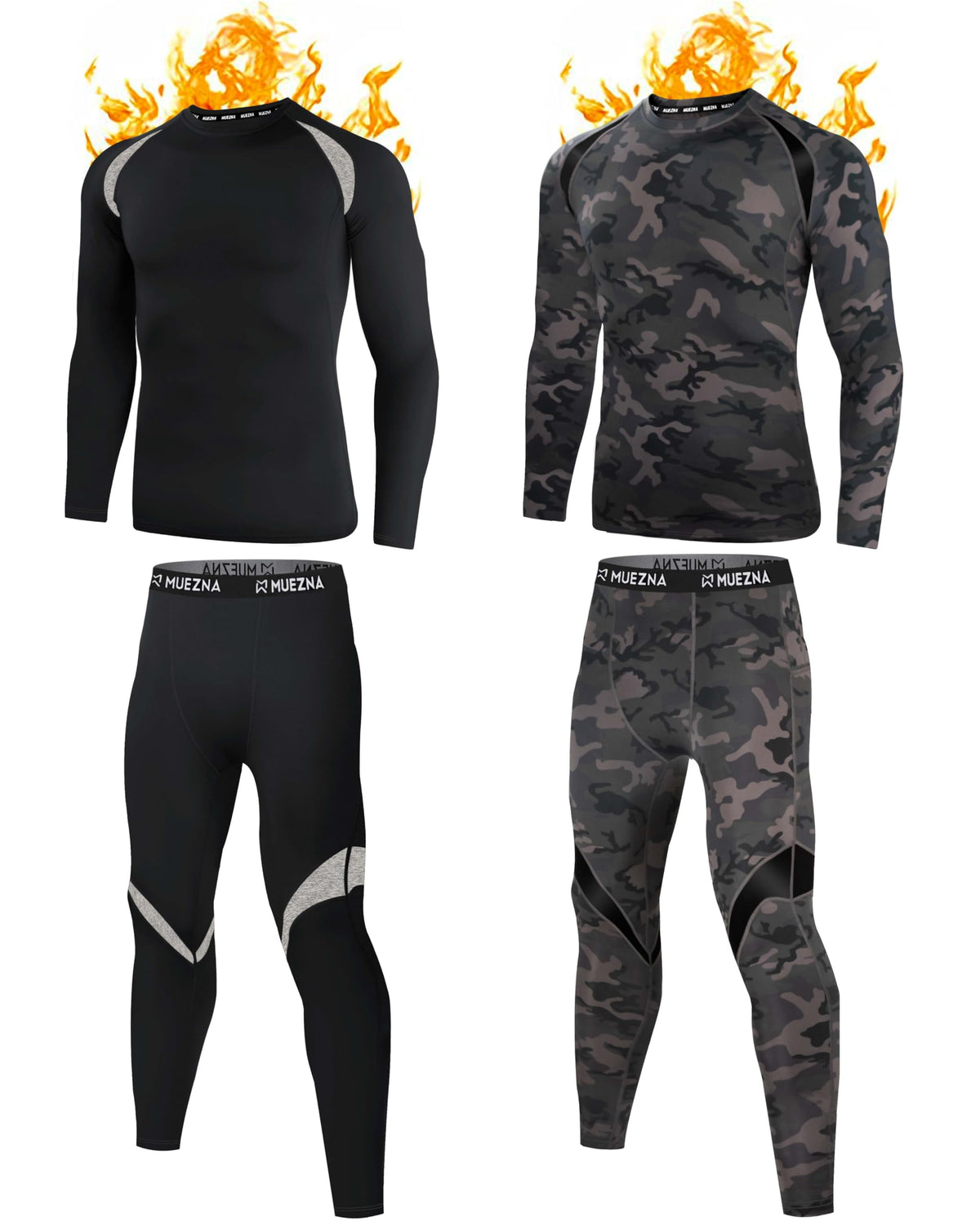 Muezna Men's Thermal Top and Bottom Set Underwear Long Johns Base Layer