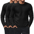 Ficerd 3 Pack Men's Waffle Thermal Long Sleeve Crew Neck Shirts