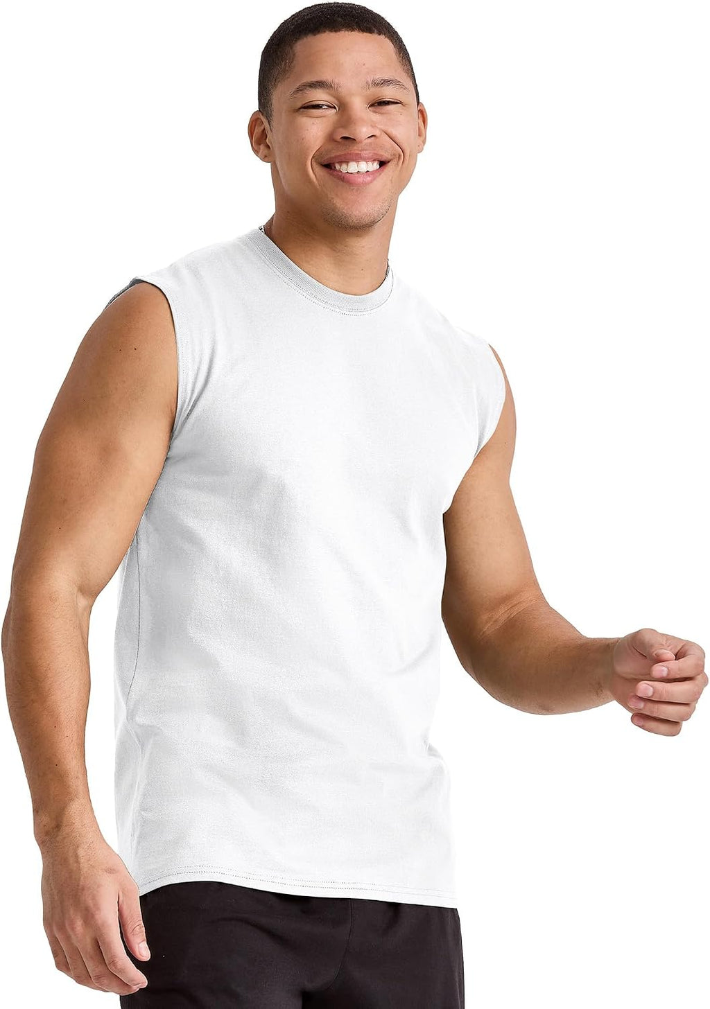 Hanes Men's Essentials Midweight Muscle T-Shirt Pack, Cotton Muscle Tank Shirts, 3-Pack