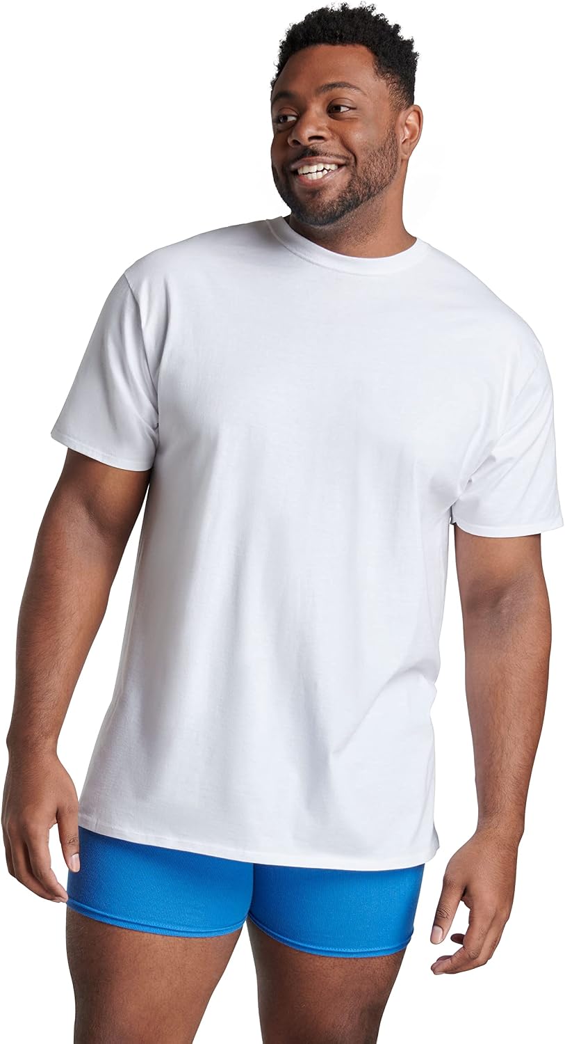 Fruit of The Loom Men's Crew Tee Undershirts, Moisture Wicking & Tag Free, Also Available in Big & Tall