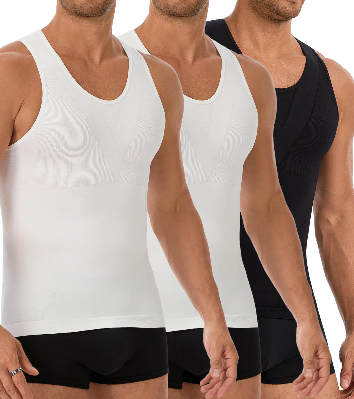 3 Pack Compression Shirt Men's Tummy Control Body Shaper Tank Top