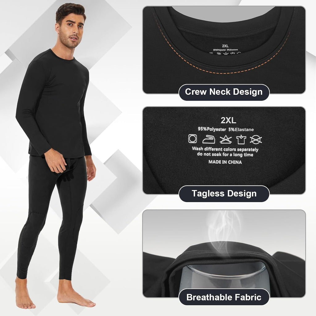 SIMIYA Mens Thermals Long Sleeve Undershirt Base Layer Long John Shirts