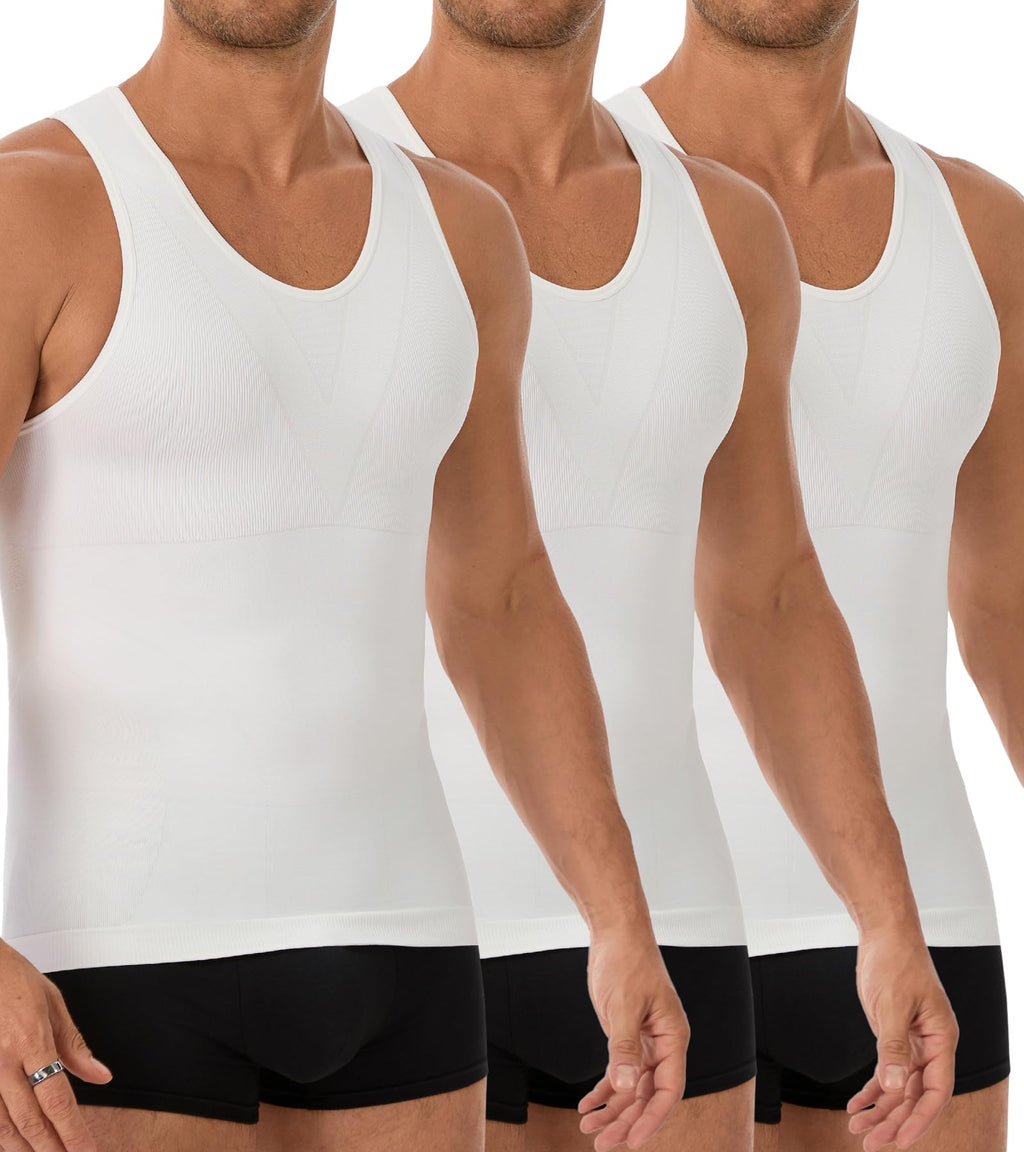 3 Pack Compression Shirt Men's Tummy Control Body Shaper Tank Top