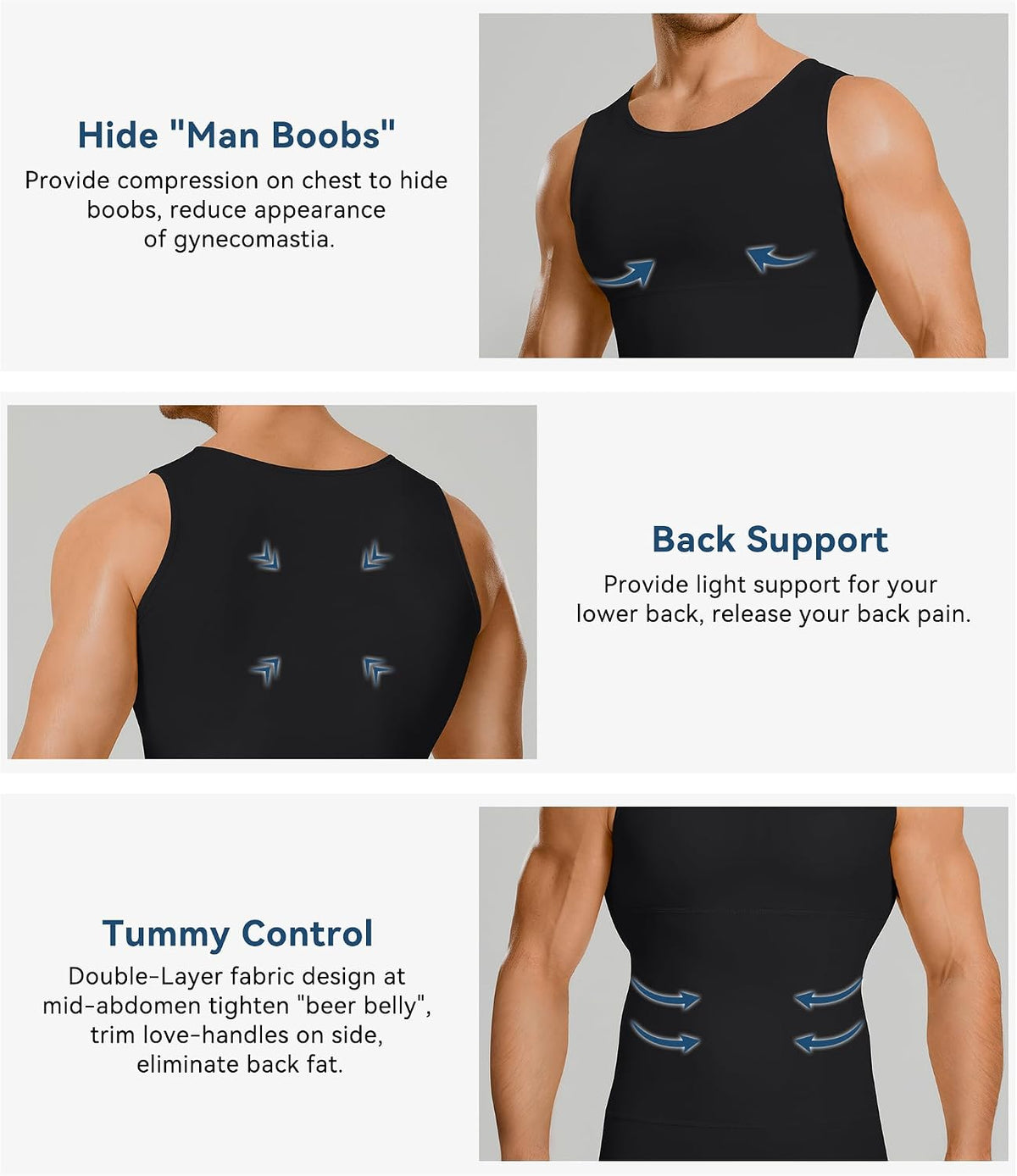 Mens Compression Shirt Slimming Body Shaper Vest Workout Tank Tops Abdomen