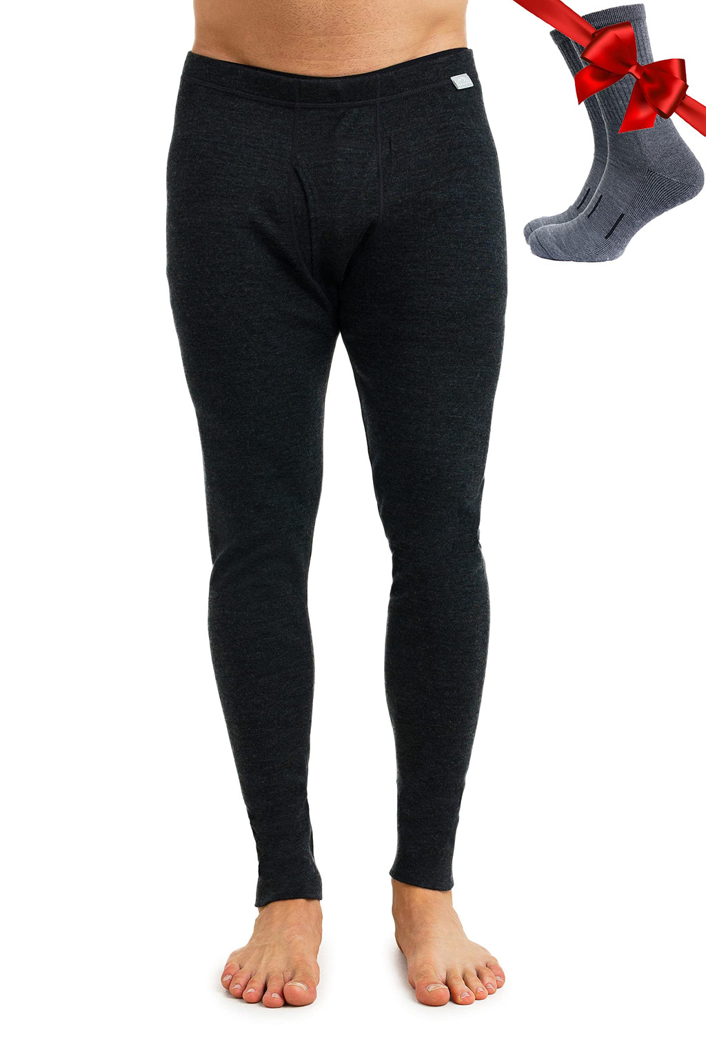 100% Merino Wool Base Layer Mens Pants - Thermal Underwear Long Johns