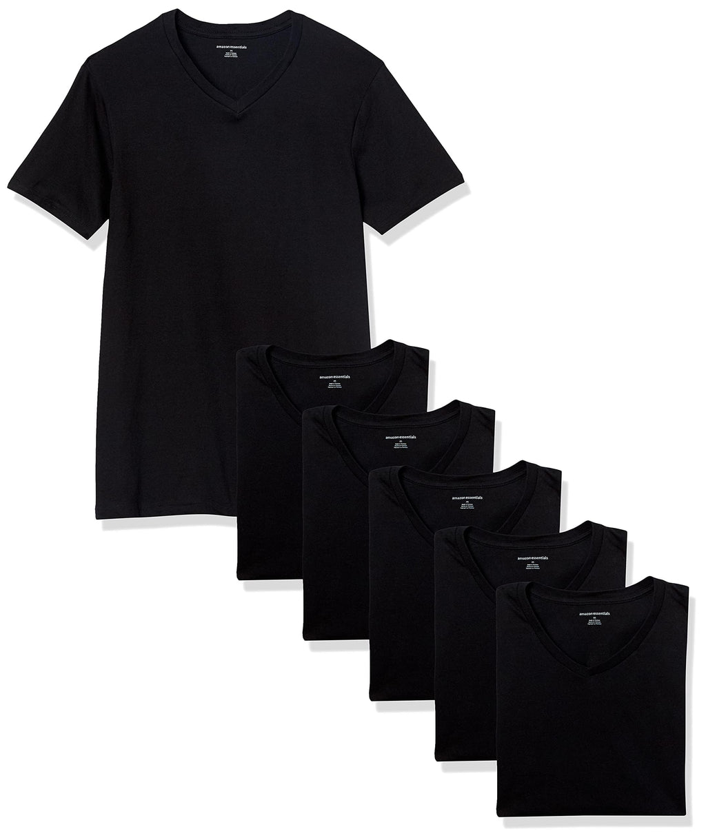Amazon Essentials Men's Slim Fit V-Neck Undershirt, Breathable Cotton, Pack of 6