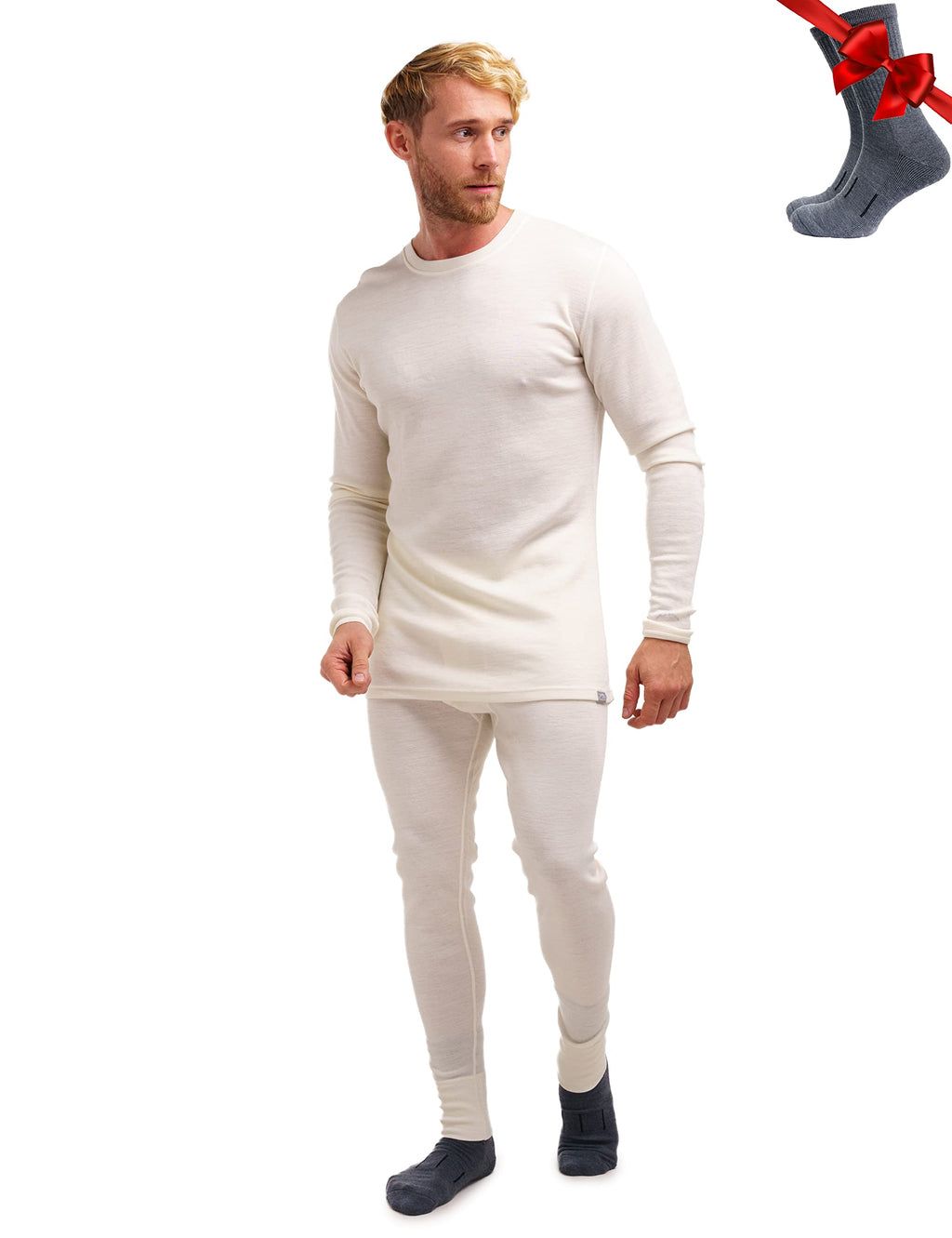 100% Merino Wool Base Layer Men Set - Thermal Underwear for Men Long Johns