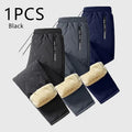 Men's Plain Fleece-Lined Protective Thermals Pants - Thick Plush, Multi-Layer Solid Design, 1 Piece, Zippered Pockets, Regular Fit, Easy Movement, Casual Look, Winter Outdoor Hiking Snow Trousers, Protective Thermals Men's Pants