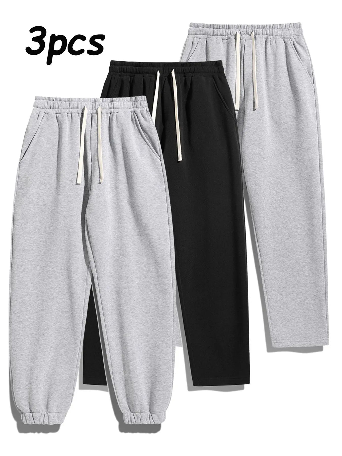 Men's Thermal Lined Pants with Drawstring Waist, Cozy Relaxed Fit Loose Sweatpants Fabric for Fall & Winter, Men's Bottoms, Menswear Clothing