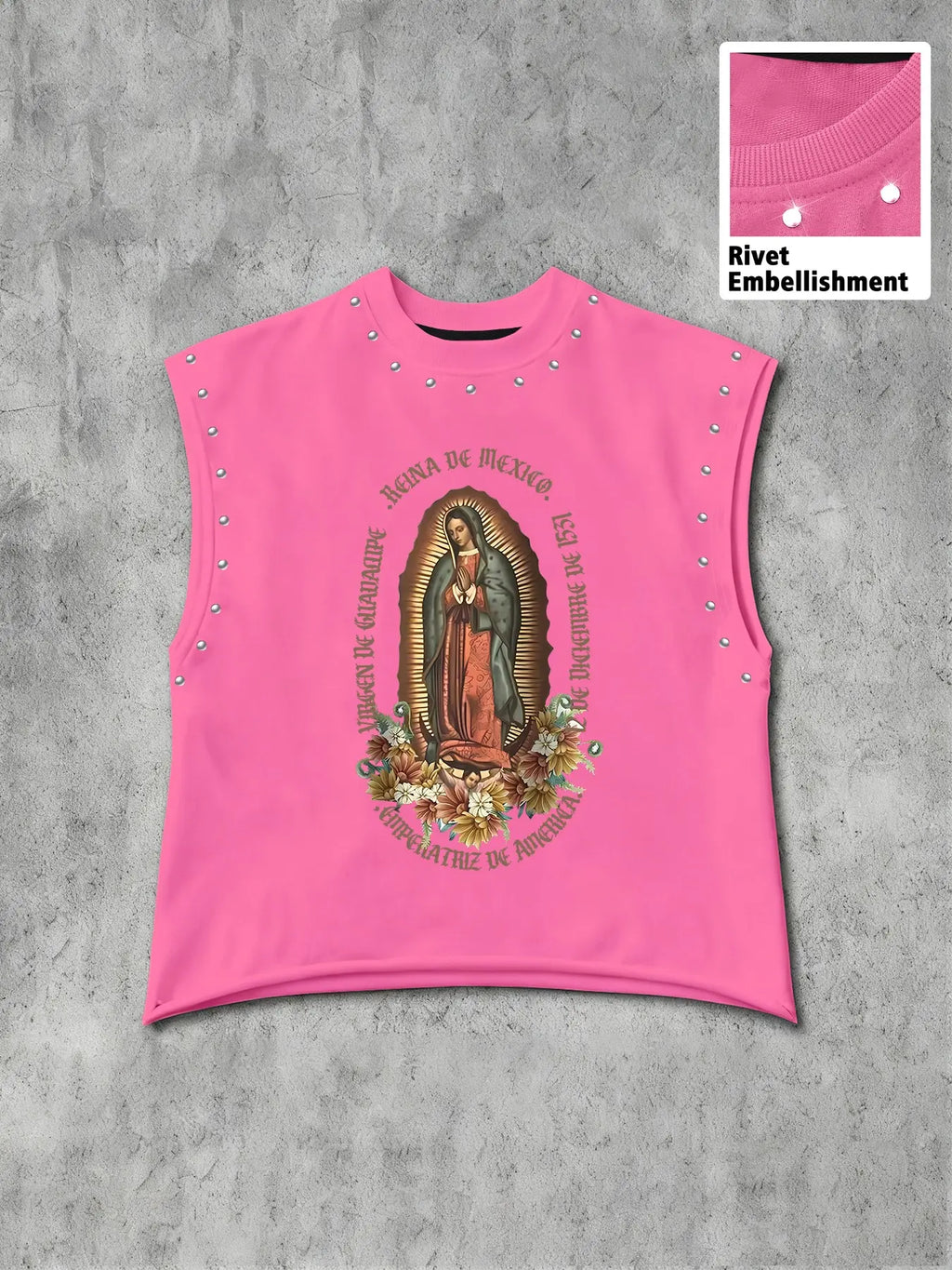 Unisex Sleeveless Vest, Virgin Mary Faith Print, Casual Streetwear, Trendy and Comfortable, All Seasons, Fitted Graphic Design, Sleeveless Loose Tank