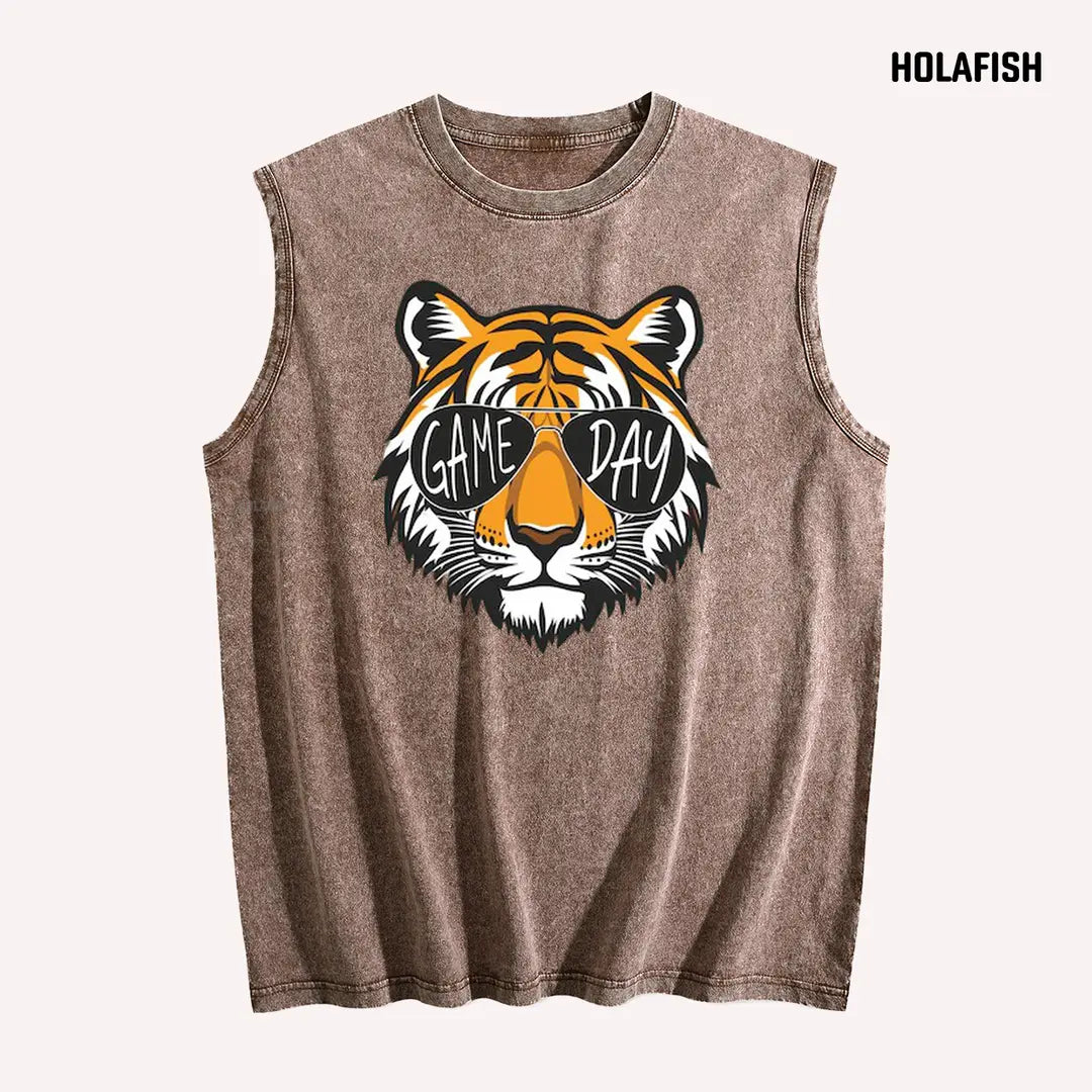 Holafish Women's Retro Summer Oversized Tank Top - Vintage Acid Washed, Upgraded Print, Hip-Length, Heavyweight Cotton, Aesthetic, Classic, Breathable, Workout Vibe, Unisex Gift Sleeveless Crop Vest