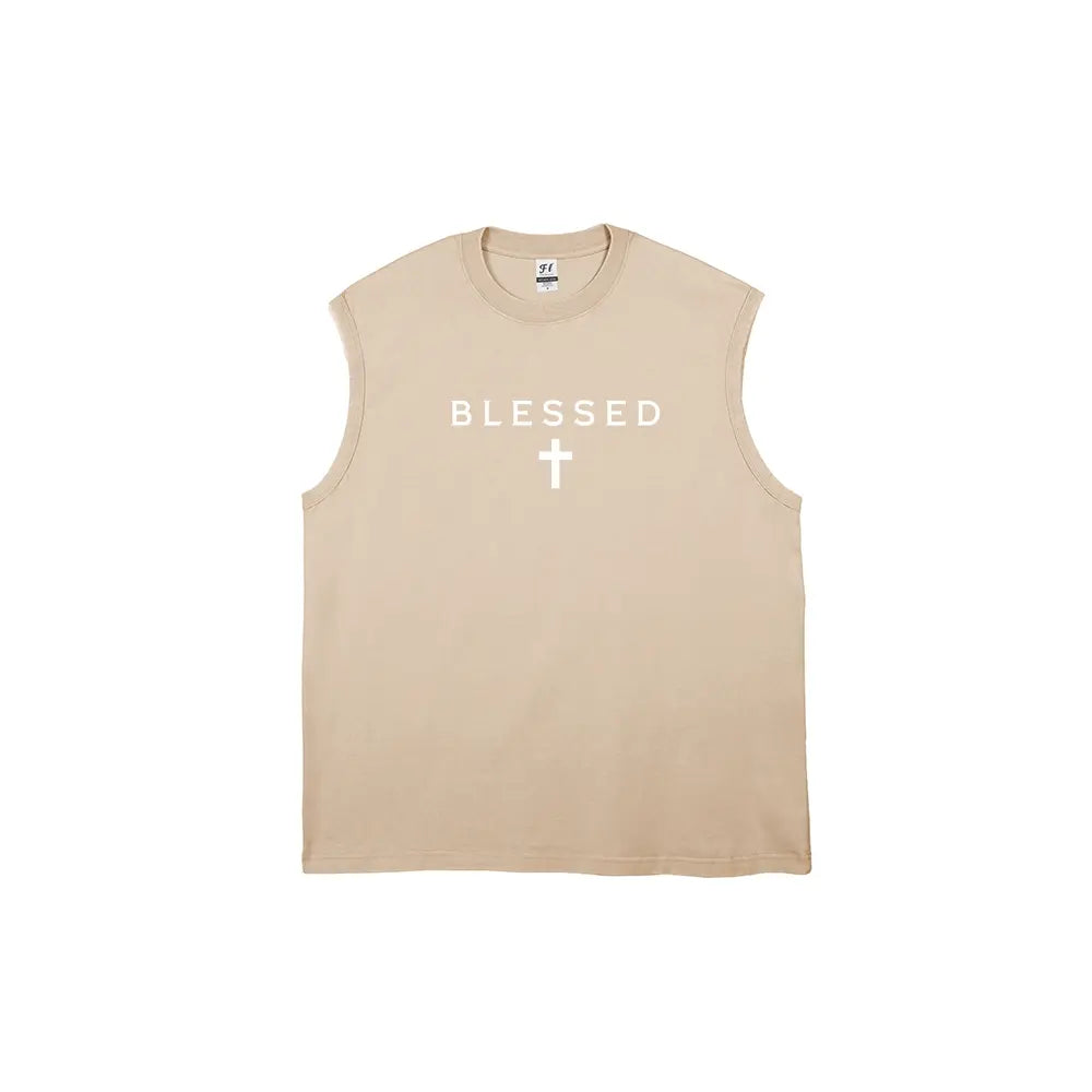 Men's Loose-Fit Sleeveless Short Graphic T-Shirt, Pure Cotton Breathable Menswear Streetwear Street Style Summer Top, Casual Fashion Design for Daily Wear & Sports