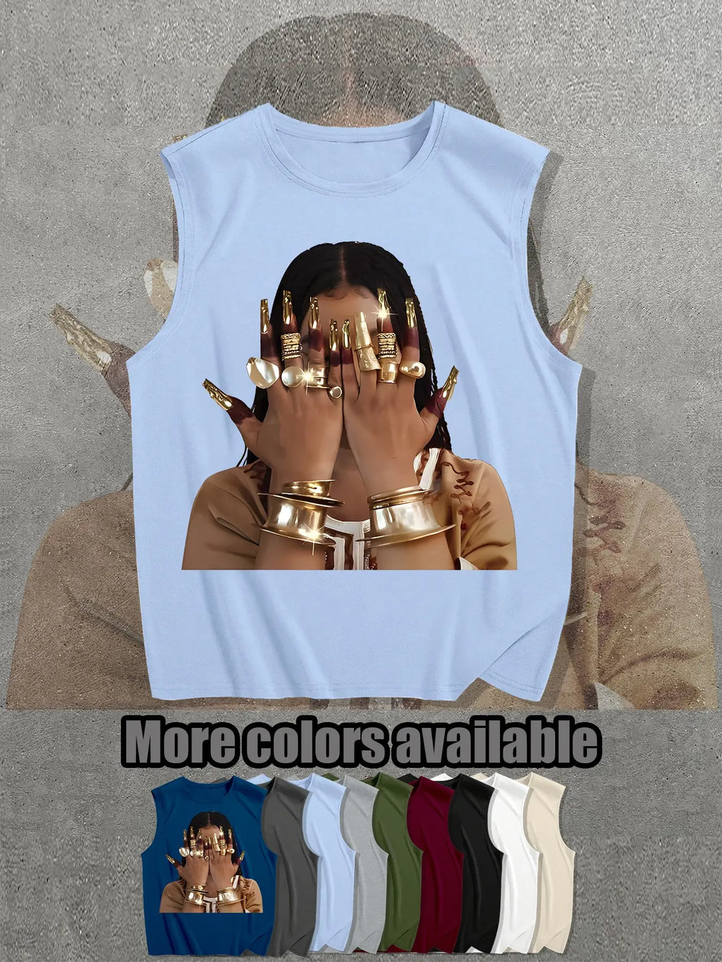 Egyptian Queen Graphic Print Sleeveless T-Shirt, Loose Fit Casual Unisex Street Style Top, Breathable Summer Wear