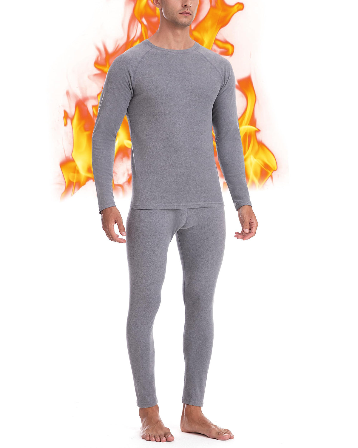 Thermal Underwear for Men, Fleece Lined Long Johns Base Layer Set