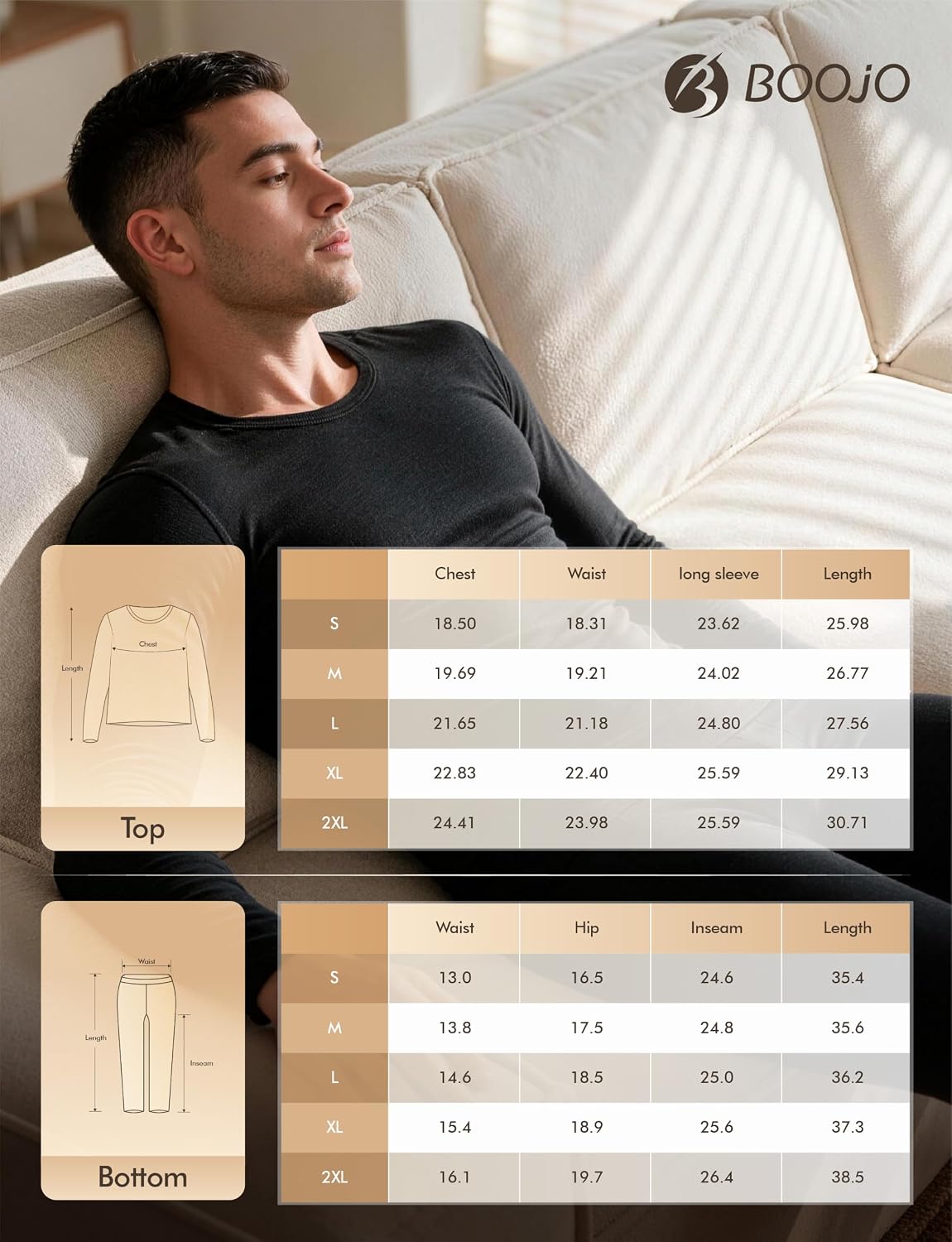 Thermal Underwear for Men - Fleece Lined Base Layer Long Johns Set