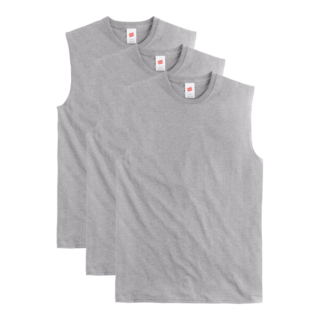 Hanes Men's Essentials Midweight Muscle T-Shirt Pack, Cotton Muscle Tank Shirts, 3-Pack