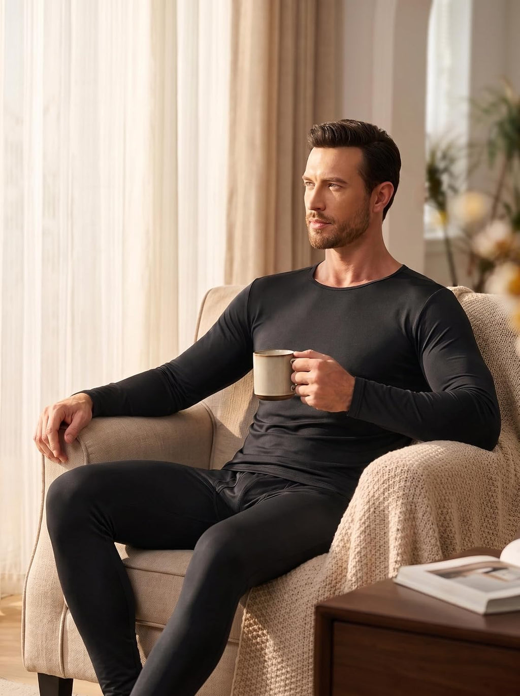 ZUTY 3 Pack Long Johns for Men Thermal Underwear Bottom Fleece Lined Pant Men's Leggings Base Layer for Cold Weather