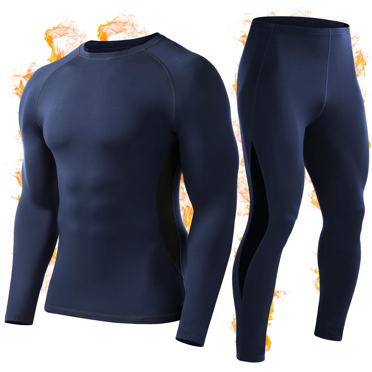 Roadbox Thermal Underwear for Men, Fleece Lined Long Johns Base Layer Set