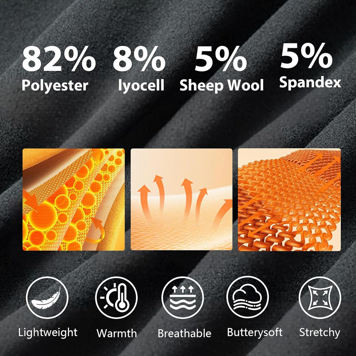 1/2 Pack Men's Thermal Shirts Fleece Lined Wool Long Sleeve Slim Fit T-Shirts Athletic Stretch Sweater Undershirts