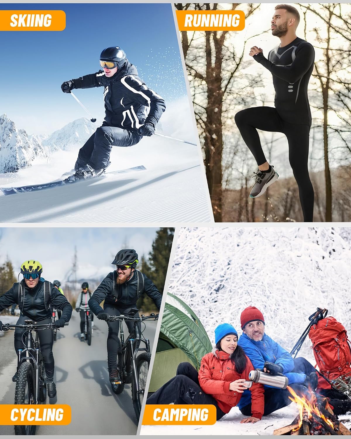 Thermal Underwear for Men Long Johns Set Fleece Lined Base Layer Winter