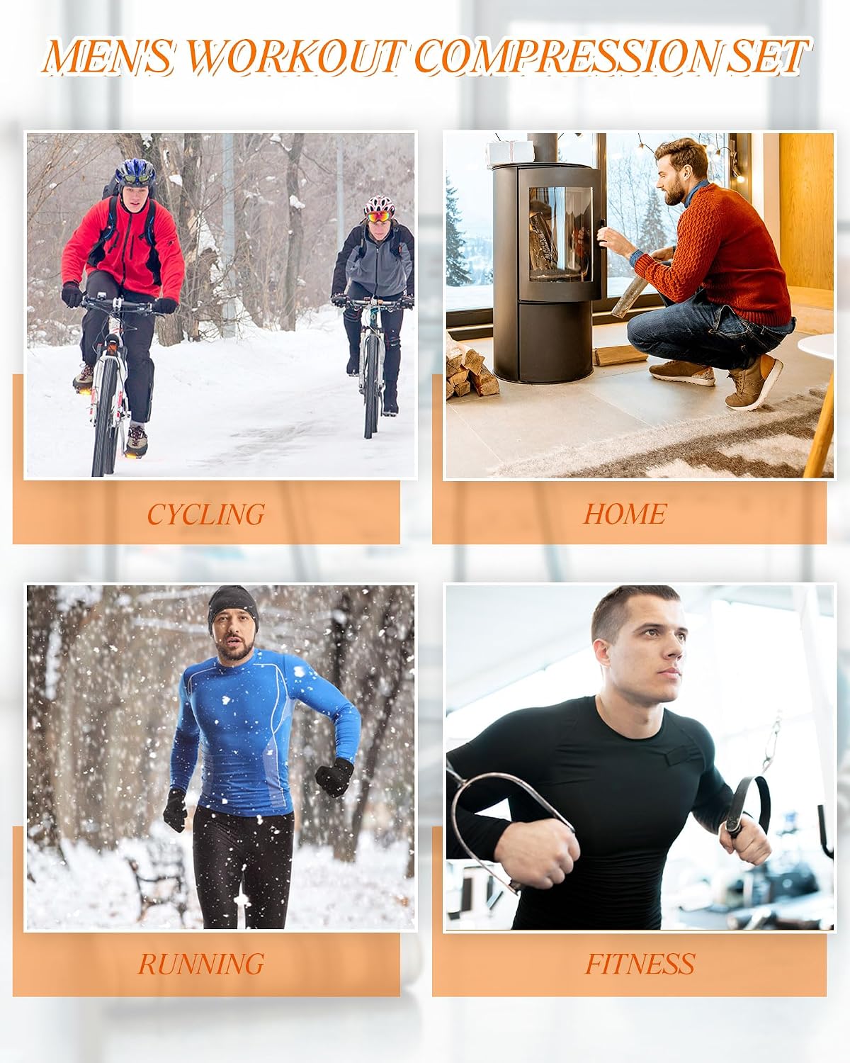 Hicarer 4/6 Set Mens Thermal Underwear Winter Base Layer
