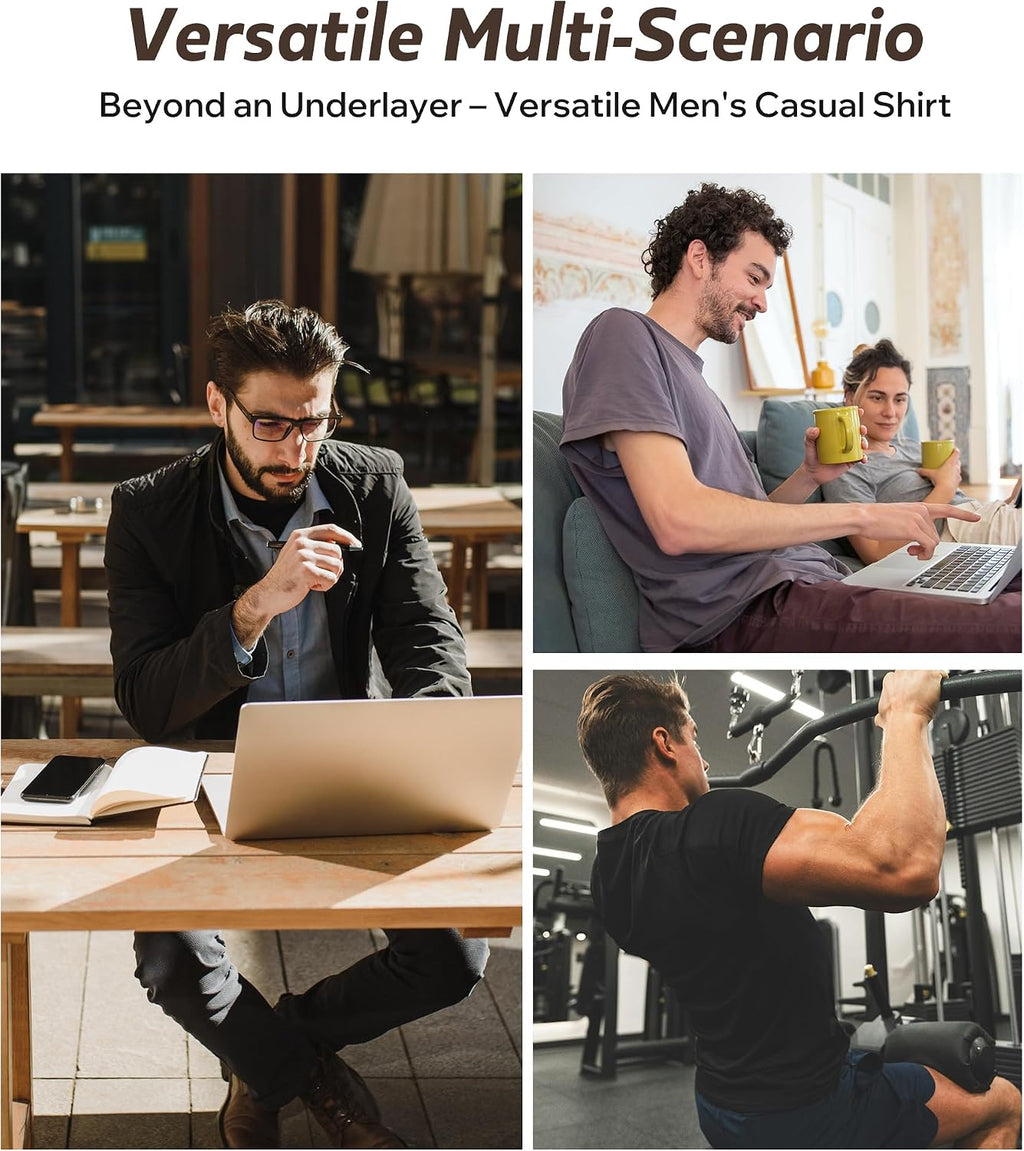 BAMBOO COOL Men's V Neck Undershirts 3 Pack Soft Breathable Slim Fit Tees