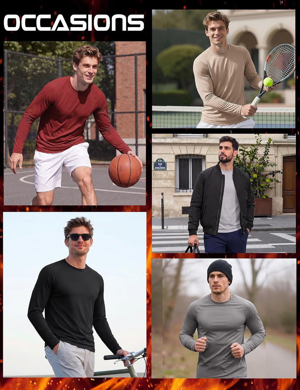 COOFANDY Men's Thermal Shirt Regular Fit Fleece Lined Athletic Base Layer