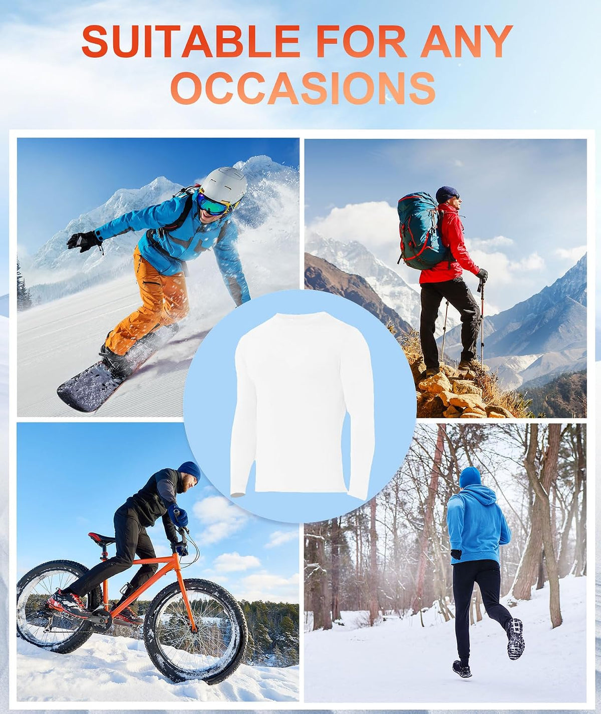 BESTENA Mens Thermal Underwear Long Johns Fleece Lined Base Layer Shirt Top