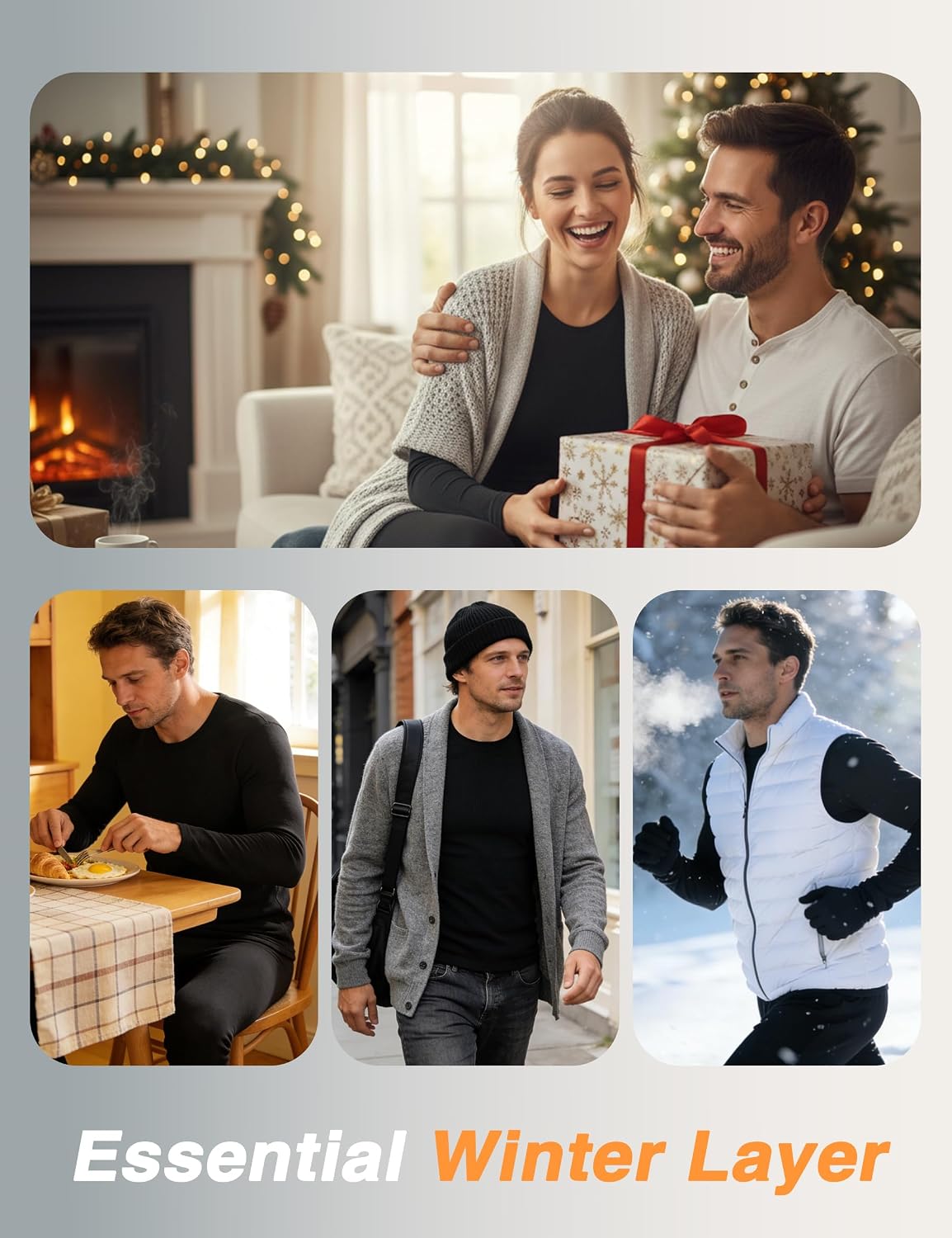 ZUTY 3 Pack Long Johns for Men Thermal Underwear Bottom Fleece Lined Pant Men's Leggings Base Layer for Cold Weather