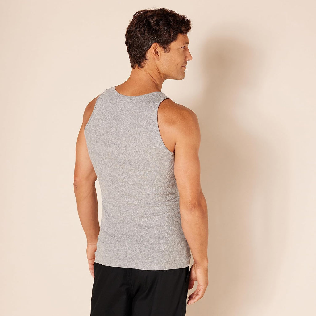 Amazon Essentials Men's Lightweight Breathable Cotton Slim Fit Tank Undershirts, Pack of 6