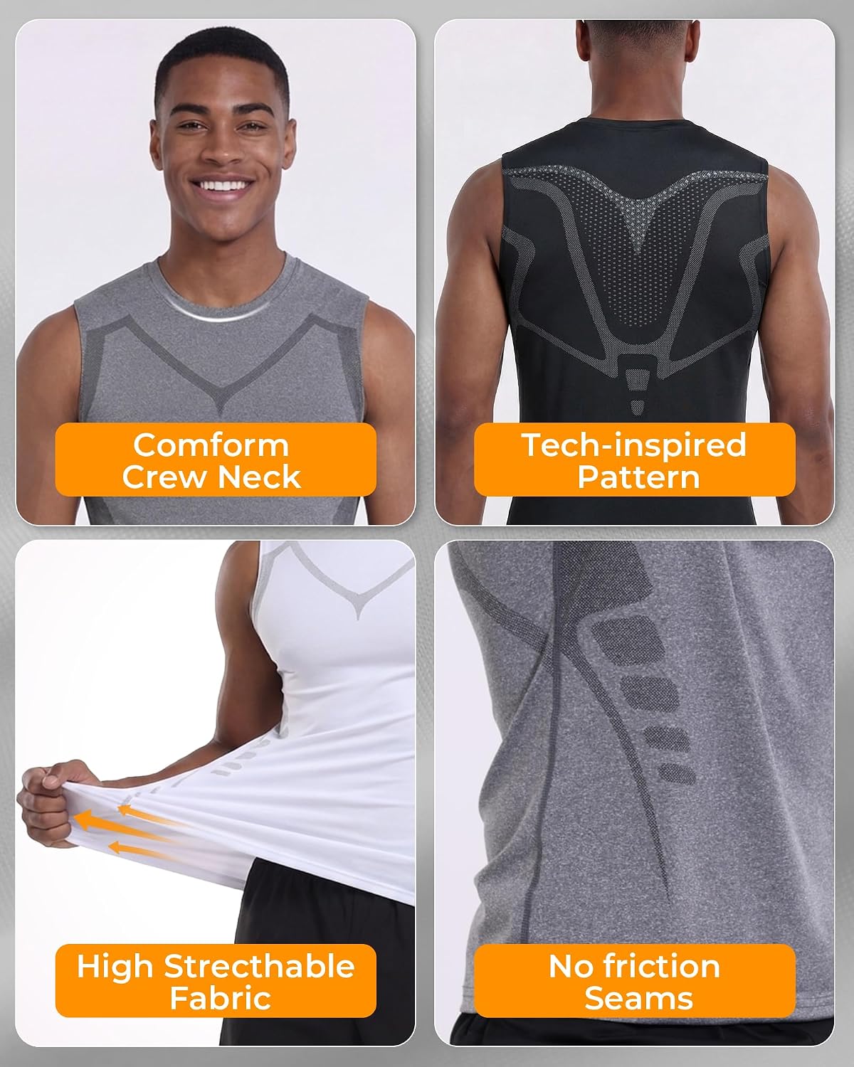 5 Pack Mens Sleeveless Workout Tank Tops Dry Fit Athletic Muscle Tee Shirts Black &White Undershirts for Gym, Running