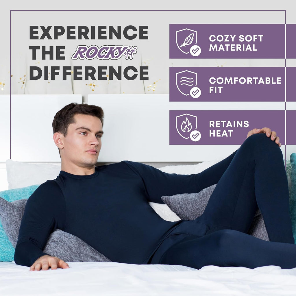 Rocky Thermal Underwear Men Long Johns Men Thermal Underwear Thermals Mens Base Layer Mens Thermals Top and Bottom Set