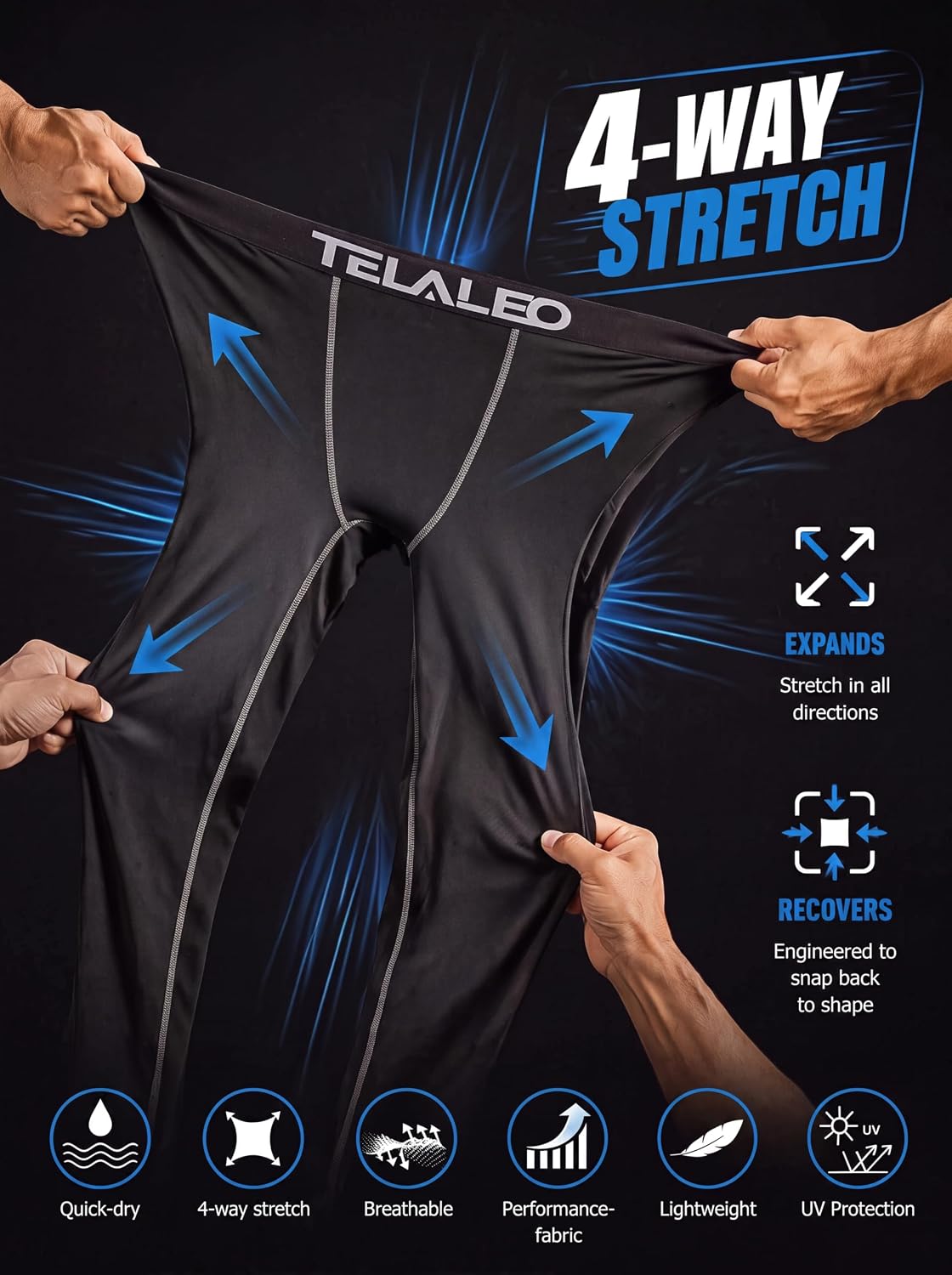 5 Pack Men's Compression Pants Performance Leggings Tights Baselayer