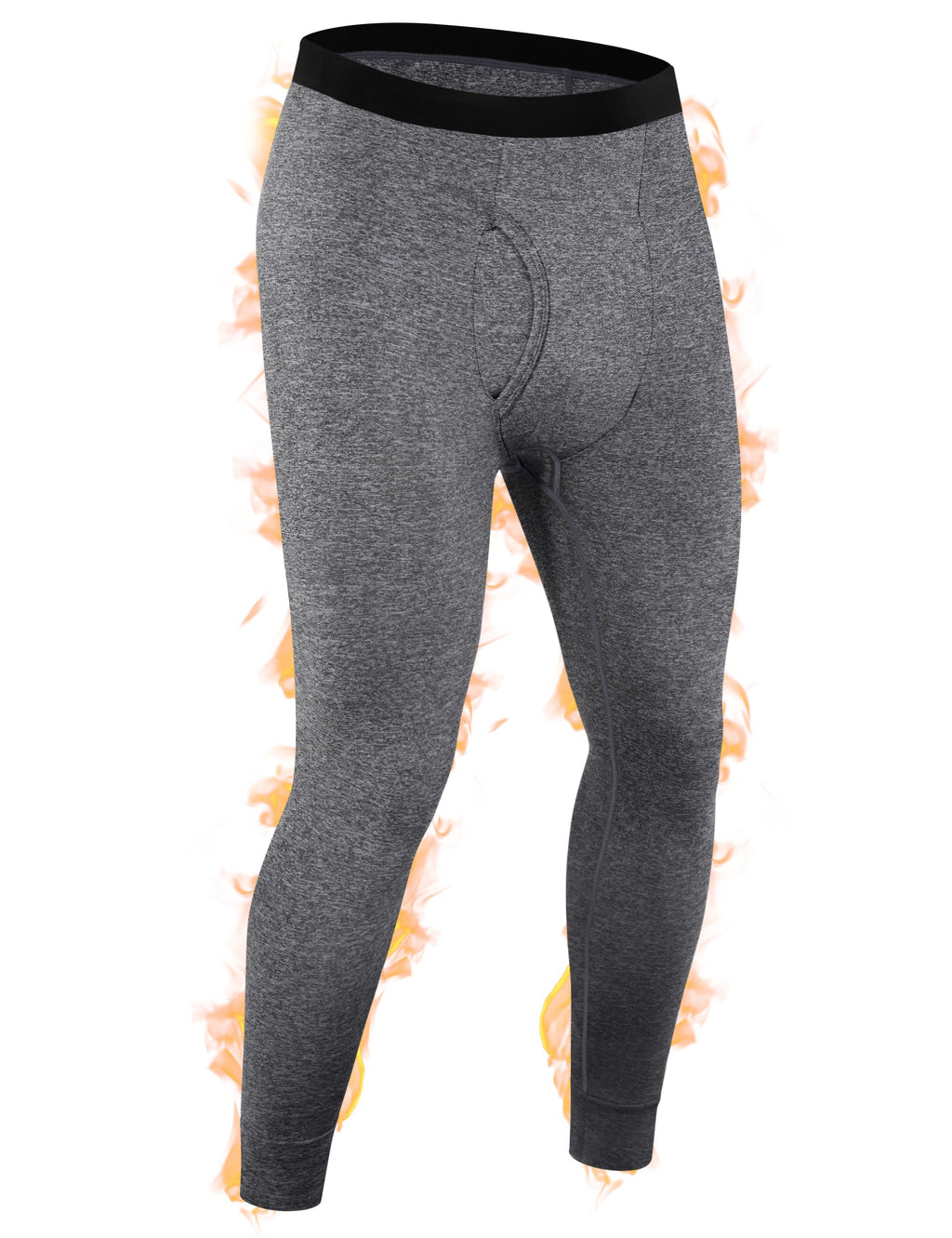 Roadbox Mens Thermal Pants Fleece Lined Long John Underwear Bottom with Fly
