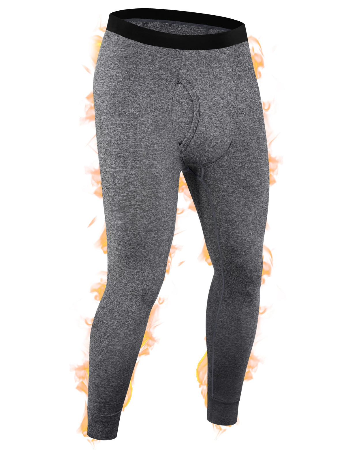 Roadbox Mens Thermal Pants Fleece Lined Long John Underwear Bottom with Fly