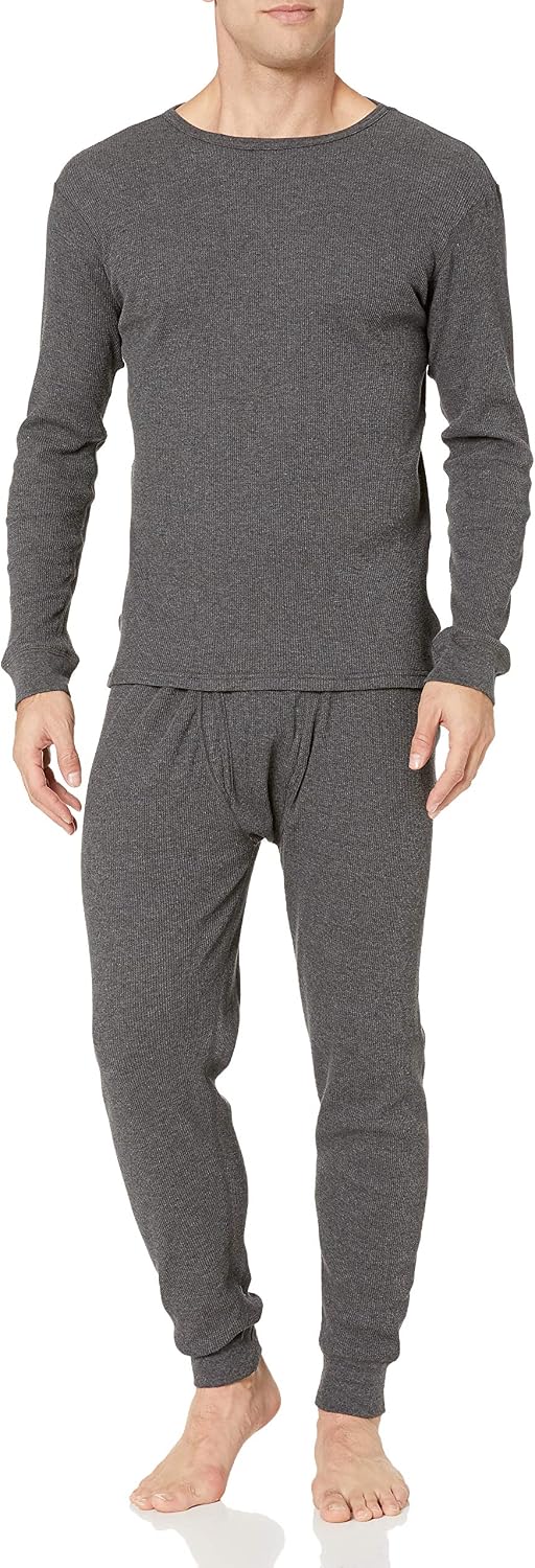 Amazon Essentials Men's Slim Fit Thermal Long Johns Underwear Set, Breathable Waffle Knit for Cold Weather Wear, Multipacks