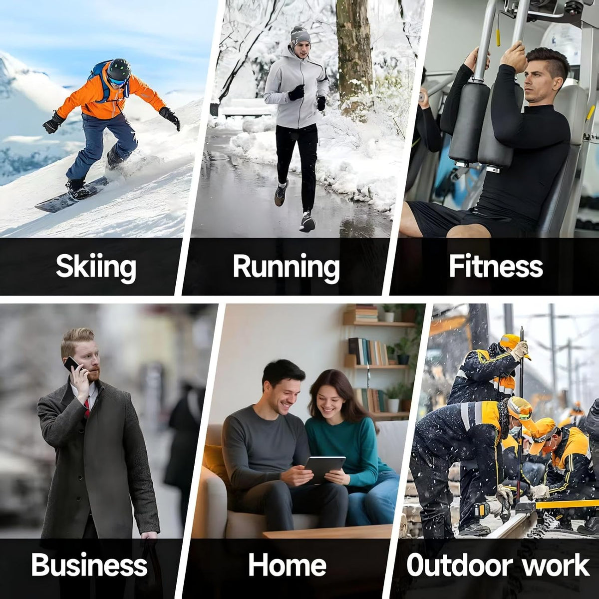 1/2 Pack Men's Thermal Shirts Fleece Lined Wool Long Sleeve Slim Fit T-Shirts Athletic Stretch Sweater Undershirts