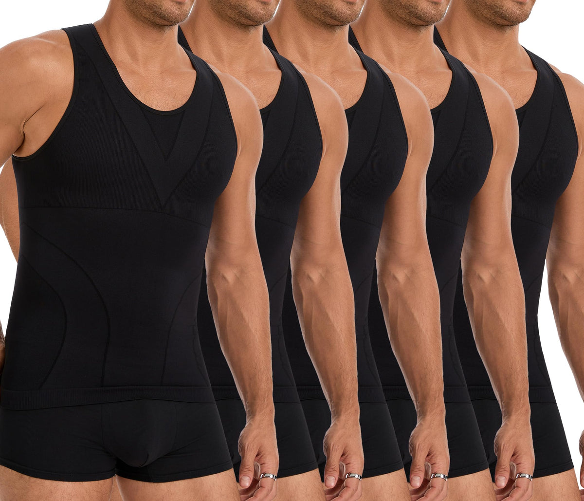 3 Pack Compression Shirt Men's Tummy Control Body Shaper Tank Top