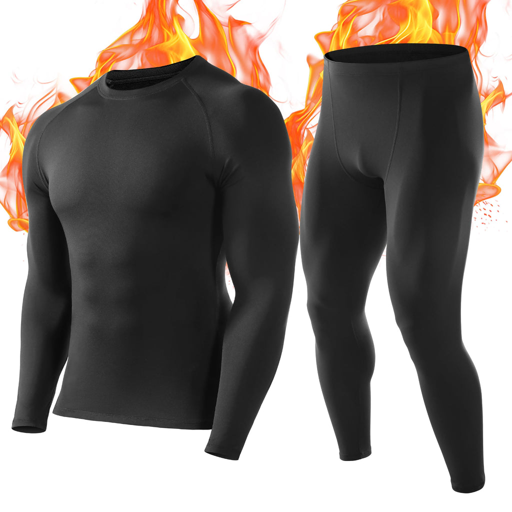 Roadbox Thermal Underwear for Men, Fleece Lined Long Johns Base Layer Set